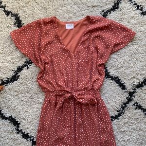 Sienna Sky Coral Pink Polka Dot Maxi Dress